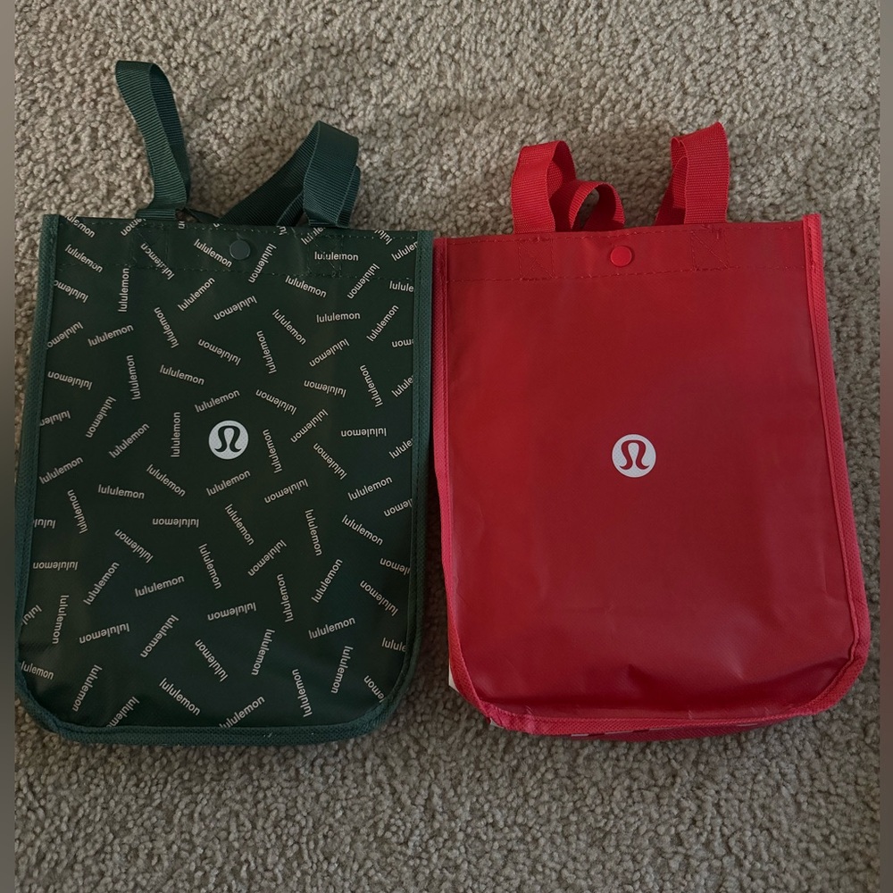 Lululemon reusable Green and Red Tote Bags
